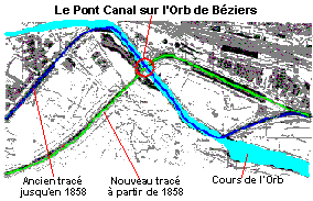 Avant et après le pont-canal sur l'Orb